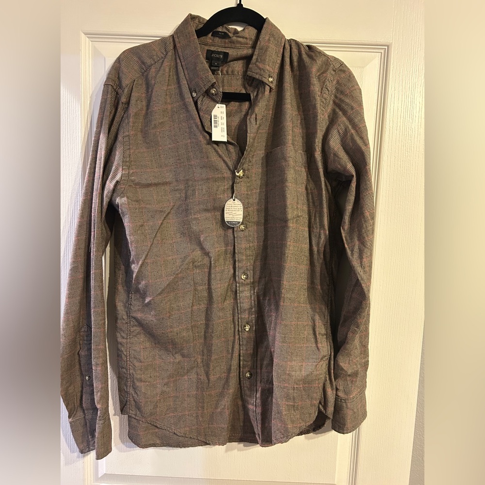 J. Crew Cotton Heathered Plaid Shirt - M